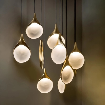 Modern Pendant Light Spoon LED Brass Resin Lamp For Hotel Living Room Hanging lamp(WH-AP-526)