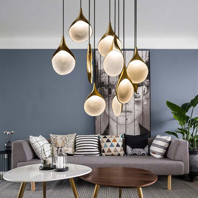 Modern Pendant Light Spoon LED Brass Resin Lamp For Hotel Living Room Hanging lamp(WH-AP-526)