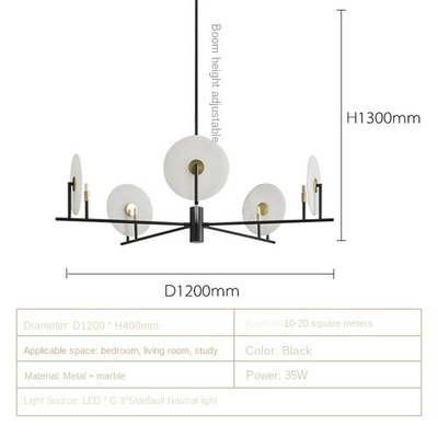 Luxury Marble Chandelier Living Room Black Minimalist Dining Room Erto Chandelier(WH-MI-378)