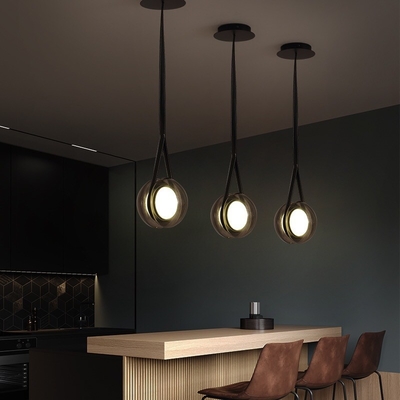 Nordic Modern Pendant Lights Glass Leather Belt Yo-yo Hanging Lamp(WH-GP-168)