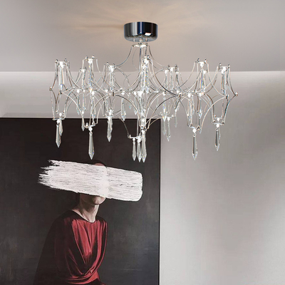 Modern Starry Crystal Chandelier Living Room Luxury Hotel Villa silvery Chandelier(WH-MI-390)