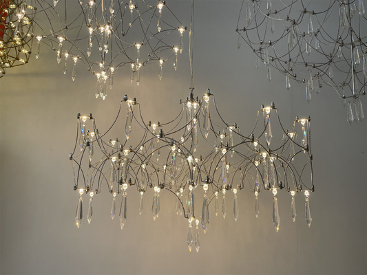 Modern Starry Crystal Chandelier Living Room Luxury Hotel Villa silvery Chandelier(WH-MI-390)