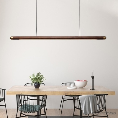 Rural Chandelier  Black Walnut simple Strip Kitchen Home indoor Wood Chandelier(WH-MI-397)