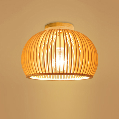 Modern Wood Birdcage E27 Ceiling Lights Nordic Home Deco Bamboo Weaving Wooden Ceiling Lamp(WH-WA-53)