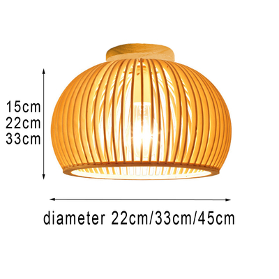 Modern Wood Birdcage E27 Ceiling Lights Nordic Home Deco Bamboo Weaving Wooden Ceiling Lamp(WH-WA-53)