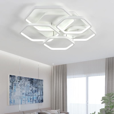 Modern Polygon Ceiling Lights For Bedroom Living Room Color Grey Or White Ceiling Light(WH-MA-278)