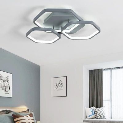 Modern Polygon Ceiling Lights For Bedroom Living Room Color Grey Or White Ceiling Light(WH-MA-278)