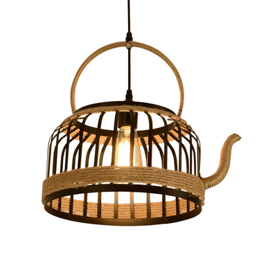 American Retro Teapot Industrial Pendant Lights  Living Room Kitchen Hemp Rope Pendant Light(WH-VP-192)