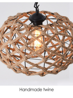 Nordic Living Room Dining Room Chandelier Hemp Rope Light Round Personality Bar Cafe Lighting(WH-VP-206）