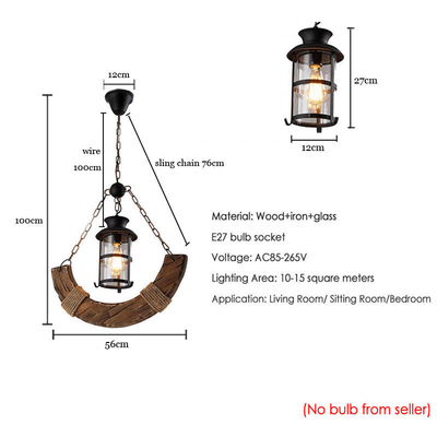 Industrial Wood Chandelier Creative Living Room Bar Dining Room Handing Lamp(WH-VP-217)