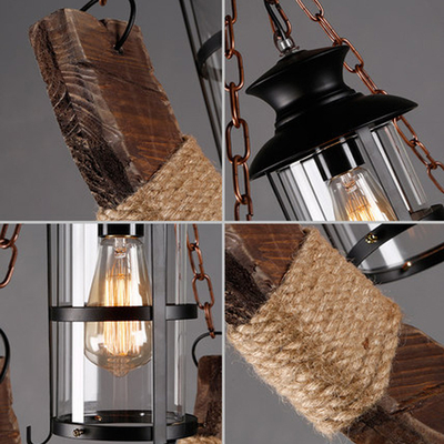 Industrial Wood Chandelier Creative Living Room Bar Dining Room Handing Lamp(WH-VP-217)