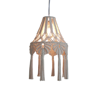 Bohemian Chandelier Hand Woven Lampshade Long Tassel Retro Decorative knitting lamp(WH-VP-216)