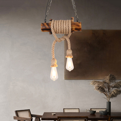 American Retro Attic Light Bamboo Hemp Rope Chandelier(WH-VP-218)