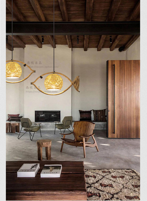 Fish Shaped Rattan Woven Hotel Bar Lamp Creative Chinese Style Retro lamp(WH-VP-210)