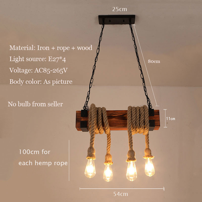 Vintage Loft Industrial Wooden Chandelier Restaurant Lighting Lamp Bar Coffee Bar Hemp Rope Chandelier(WH-VP-219)