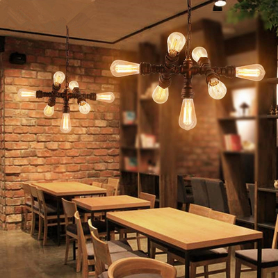 Loft Industrial Style Retro Water Pipe Chandelier Restaurant Aisle Coffee Shop Iron pendant lamp(WH-VP-222)