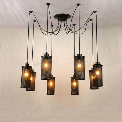 Retro Loft Industrial Chandelier Adjustable E27 Multi Head Lamps Restaurant metal lamp(WH-VP-225）