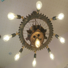 Creative Retro Loft Chandelier Wood Pendant Lamp Restaurant Living Room Dining Room Wheel Chandelier(WH-VP-228）