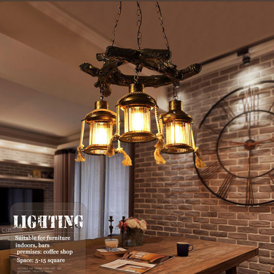 American Chandelier Loft Retro Industrial Cafe Bar Restaurant Bar Lighting Clothing Store Wooden chandelier(WH-VP-230)