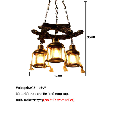 American Chandelier Loft Retro Industrial Cafe Bar Restaurant Bar Lighting Clothing Store Wooden chandelier(WH-VP-230)