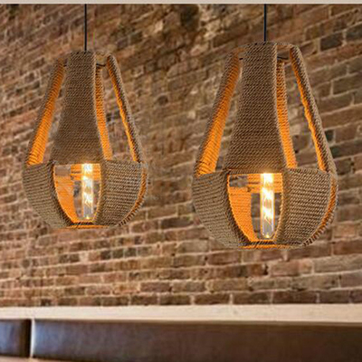 Vintage Pendant Lamp Hemp Rope Weave Iron Lampshade Creative Shop/Coffee House Indoor Lighting(WH-VP-246)