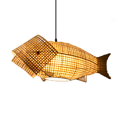 Chinese Rattan Hanging Lamp Creative Fish Bamboo Lampshade Chandelier(WH-WP-85)