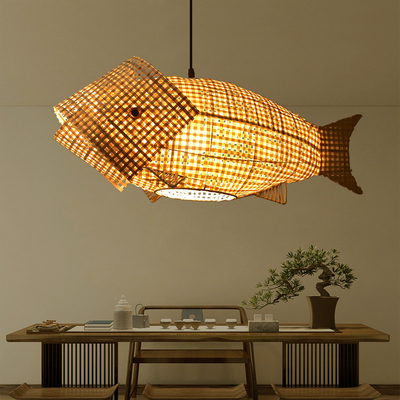 Chinese Rattan Hanging Lamp Creative Fish Bamboo Lampshade Chandelier(WH-WP-85)