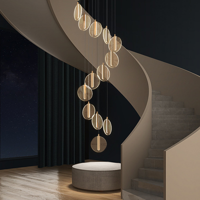 Scandinavian LED Long Line Acrylic Dining Room Creative Living Room Staircase Hotel Lobby Long Chandelier(WH-NC-102)