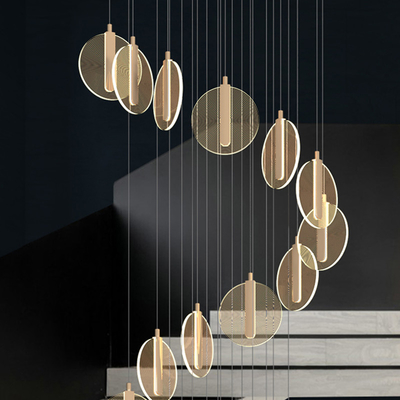 Scandinavian LED Long Line Acrylic Dining Room Creative Living Room Staircase Hotel Lobby Long Chandelier(WH-NC-102)