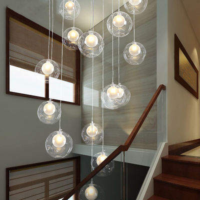 Large Staircase chandelier LED Bubble long chandelier for Home Hotel Hallway Suspension lamp(WH-NC-109)