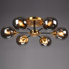 Modern Parlor LED Chandelier Smoke grey/Clear Glass Dining Room Bedroom Pendant Lamp(WH-MI-429)