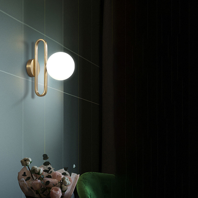 Nordic Bedside Wall Lamp modern golden Indoor bedroom Corridor stairs loft Glass Ball Wall Lamp(WH-OR-238)