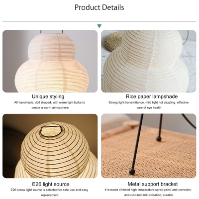 Noguchi Rice Paper Table lights Japanese Paper Lantern Standing Table Lamp Eye-Protection Bedside Lamp（WH-MTB-251)