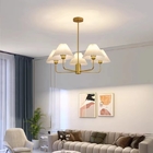 Modern Copper Chandeliers White Cloth Lampshade Gold Chandelier(WH-AP-581)