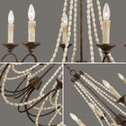French iron chandelier with Wooden Bead Chains for Dining room Restaurant (WH-CI-08)