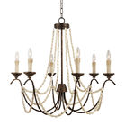 French iron chandelier with Wooden Bead Chains for Dining room Restaurant (WH-CI-08)