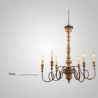 Vintage Iron Filament Painted wood chandelier for Hotel Indoor Lighting (WH-CI-17)