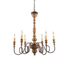 Vintage Iron Filament Painted wood chandelier for Hotel Indoor Lighting (WH-CI-17)