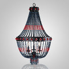 Blue aged wood beaded chandelier for home decoration（WH-CI-18)