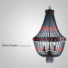 Blue aged wood beaded chandelier for home decoration（WH-CI-18)