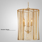 Primitive wood cage chandelier with wood bead (WH-CI-23)
