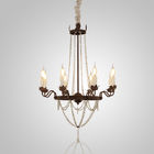 Iron farmhouse chandelier with white wood bead (WH-CI-26)