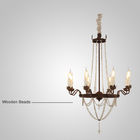 Iron farmhouse chandelier with white wood bead (WH-CI-26)