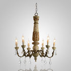 Reclaimed wood pendant light with crystal (WH-CI-34)