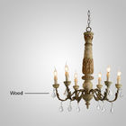 Reclaimed wood pendant light with crystal (WH-CI-34)