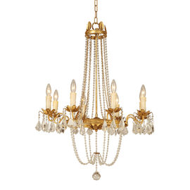 Gold Wrought iron candle chandelier with Crystal for Hotel Room Lighting (WH-CI-37)