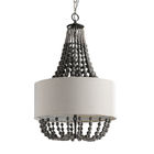 Circular iron chandelier with wood bead Lampshade (WH-CI-42)