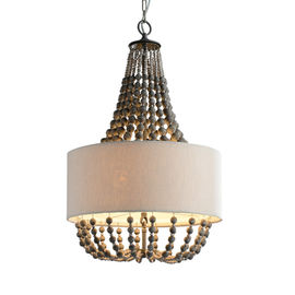 Circular iron chandelier with wood bead Lampshade (WH-CI-42)