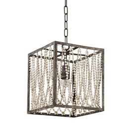 Rectangular metal chandelier with Wood Bead Chandelier (WH-CI-43)