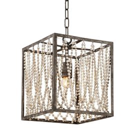 Rectangular metal chandelier with Wood Bead Chandelier (WH-CI-43)